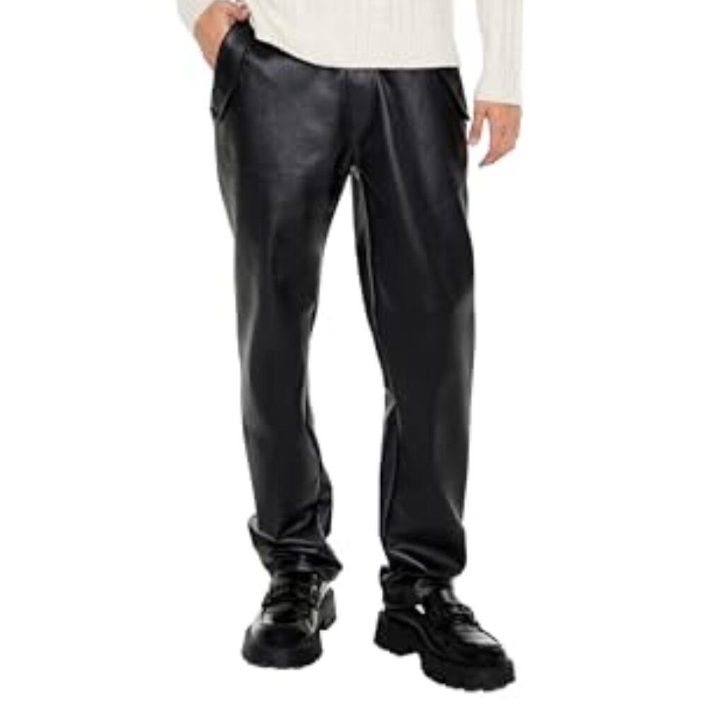 Forever 21 Men's Black Coated Corduroy Slim-Fit Pants SZ 29